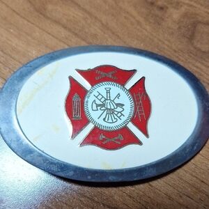 Firefighter Themed Oval Belt Buckle